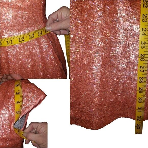 B. Darlin Beautiful Orange Sequins Cap Sleeves Dress. Size 9-10 - Picture 2 of 4